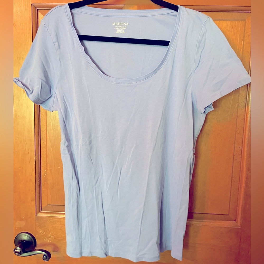 Blue Cotton Short Sleeve T-shirt